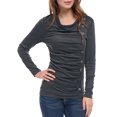 thumbnail image 2 of INSPIRE CHIC Women's Cowl Neck Buttons Decor Long Sleeves Ruched Top, 2 of 6