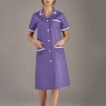 thumbnail image 2 of Xfvqtps Robe d'Infirmière pour Femmes avec Poches Bouton Manches Courtes Col à Revers Robe de Travail pour Aidante Violette, 2 of 6
