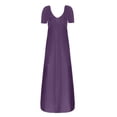 thumbnail image 5 of AherBiu Robe T-Shirt Longue Grande Taille pour Femmes à Manches Courtes, Col en V, Été, Décontractée, Confortable, avec Poches, 5 of 5