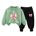 thumbnail image 2 of Pisexur Ensemble 2 Pcs pour Bébé Filles Garçons Automne Hiver Mode Décontractée Polaire Manches Longues Col Rond Chandails en Molleton et Pantalons Vêtements de Détente Imprimé Mignon Ensemble de Survêtement pour Enfants 3-8 Ans, 2 of 4
