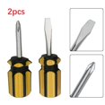 thumbnail image 1 of 2 Pcs Small Handle Stubby Screwdriver Set 6mm Flat Head and Slotted Screwdrivers, 1 of 8