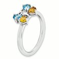 thumbnail image 3 of Bague Papillon en Argent Sterling Stackable Expressions Topaze Bleue & Citrine Taille 8, 3 of 3