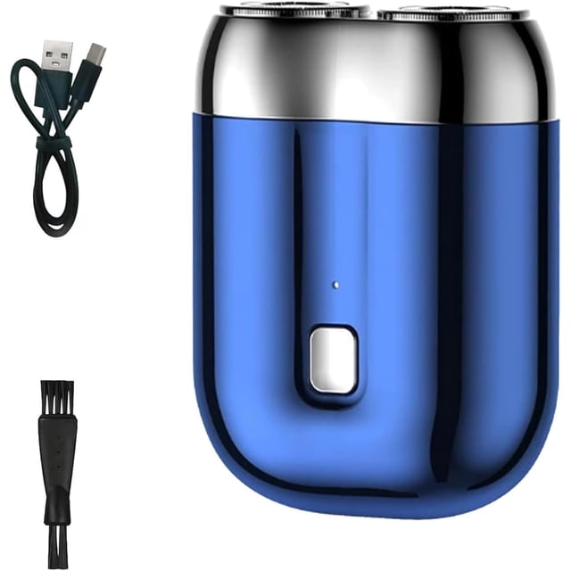 Repertoireof Shaver, Upgraded Electric Shaver for Men - Dual Magnetic Head, 7500 Rpm, Wet & Dry Usb Rechargeable Pocket Razor, Portable Mini Travel Razor, Waterproof & Low Noise (Blue)