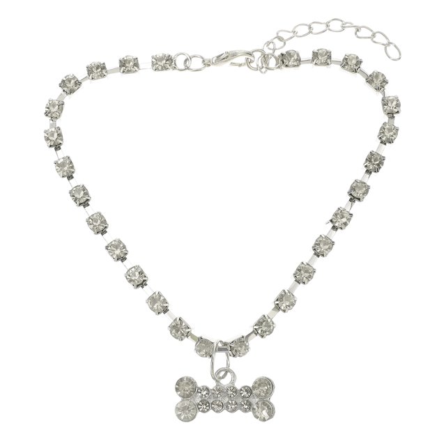 Miangastore Pet Dog Necklace Adjustable Pet Necklace Pet Cat Collar Dog Rhinestone Necklace
