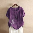thumbnail image 1 of Babysbule Hauts pour Femmes Liquidation Mode Femmes Été Ample Imprimé T-Shirt à Col Rond Manches Courtes Blouse Décontractée Hauts, 1 of 3
