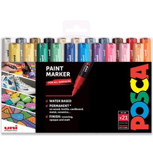 POSCA PC-1M Stylos d'art de marqueur de peinture - 0.7mm - Boîte de 21 Couleurs dans le portefeuille