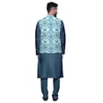 thumbnail image 3 of Atasi Mandarin Collar Traditional Solid Kurta Pajama With Printed Jacket Set, 3 of 3
