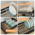 thumbnail image 4 of Height Adjustable Dish Drainer 2 Tier Large Dish Drying Rack with 2 Drainboards for Kitchen Counter Sink Organizer with Utensil Holder and 2in1 Cutting Board Holder, 4 of 7