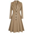 thumbnail image 1 of Womens Winter Lapel Button Long Trench Coat Jacket Ladies Overcoat Outwear, 1 of 3