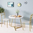 thumbnail image 2 of Amenitlif Dining Table Set for 2, Round Kitchen Table and Chairs for 2, Modern Dining Room Table Set with 2 Metal and Wood Chairs, Kitchen Table Set for Small Space, Apartment, 2 of 10
