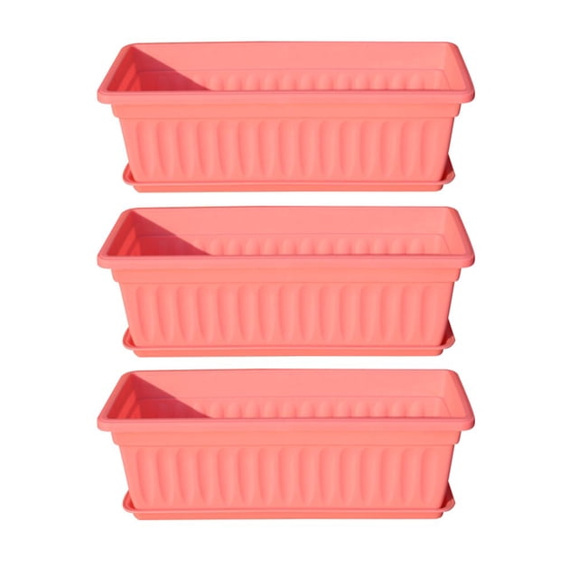 3 Pcs Jardinière Rectangulaire pour Balcon Jardin Pot de Fleurs en Résine