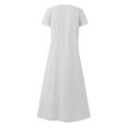 thumbnail image 4 of Bigersell Robes pour Femmes pour l'Église Offres Femme Col Rond Manches Courtes Robe Chemise Midi Style D-27 Robes Midi de Fête Dames Élégantes Robes d'Été Régulières, Blanc TG, 4 of 5
