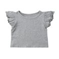 thumbnail image 1 of CNKOO Été Bébé Fille Manches Courtes T-Shirt en Coton à Volants Hauts à Col Rond, 1 of 5