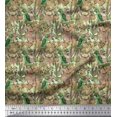 thumbnail image 1 of Soimoi Moss Georgette Fabric Leaves, & Parrot Bird Print Sewing Fabric Yard 42 Inch Wide, 1 of 3
