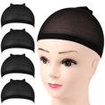 thumbnail image 1 of 4PCs Brown Stocking Wig Caps Stretchy Nylon Wig Caps for Women, 1 of 6