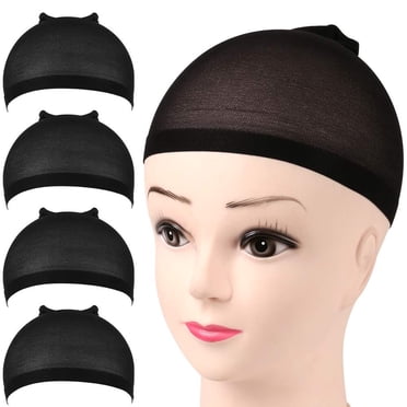 Yeacher 4PCs Brown Stocking Wig Caps Stretchy Nylon Wig Caps for Women