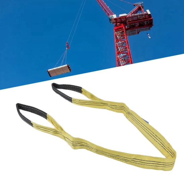 3T Lifting PES Material High Strength Webbing 75mm Width Yellow Strap for Ship Machinery in Port Transportation