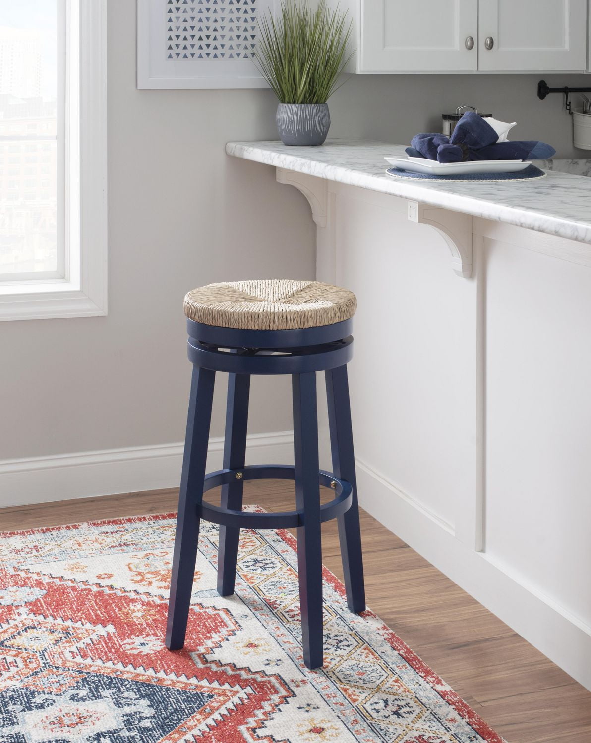 Tabouret de bar Larkin, bleu marine