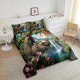 thumbnail image 4 of Erosebridal 3D Sloth Bedding Full Comforter Set, Pink Flower Down Comforter, Animal Print Decor, Reversible 3-Piece, 4 of 7