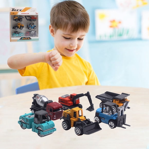 Infidev Construction Truck Toys, Boys Toys Age 8-10, Alloy Return to Engineering Vehicle Model Set, Excavator Forklift Stack Machine Car Model, No Battery Childrens Gift Clearance