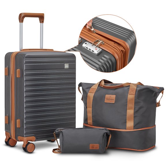 Ensemble de 3 Valises Cabine, Valise Rigide de 20 Pouces avec Roues Pivotantes et Cadenas à Combinaison, Valise de Voyage Légère Unisexe
