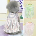 thumbnail image 4 of CBFFDC Puppy Skirt Breathable Mesh Dog Dress Striped Print Buttons Decor Ruffled Hem Contrast Color Patchwork Puppy Summer Skirt, 4 of 7