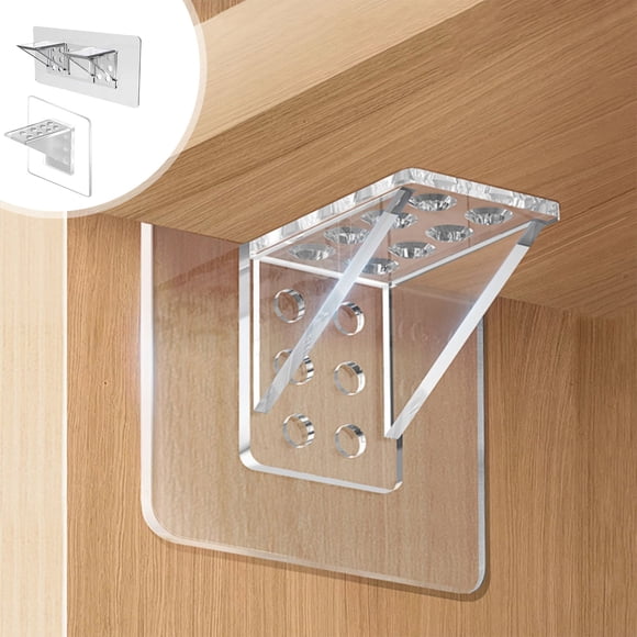 Uscallm 2Pcs No Drill Partition Bracket Heavy Duty Acrylic Shelf Support Bracket Closet Organizer Right Angle Board Bracket Laminate Fixer No Nails Installation