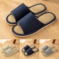 thumbnail image 5 of Xfvqtps Men House Slippers Linen Flax Insole Memory Foam Soft Sole Non Slip Slide Bedroom Indoor Slippers Blue, 5 of 5