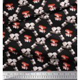 thumbnail image 2 of Soimoi Black polyester Crepe Fabric Mushroom Vegetable Printed Fabric 1 Yard 42 Inch Wide, 2 of 2