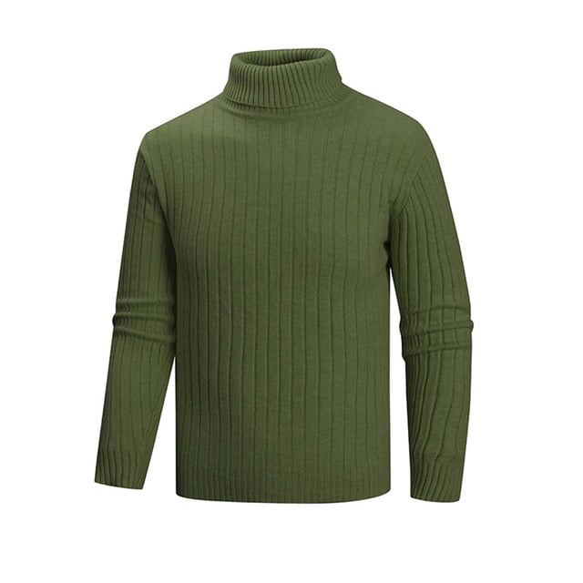 fatyb Chandail pour Hommes à Col Roulé Décontracté Tricoté Extensible à Manches Longues Hauts Chauds d'Automne Hiver pour Hommes