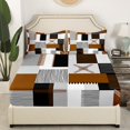 thumbnail image 3 of Erosebridal Geometry Lines Bed Sheets King,Patchwork Rectangle Bedding King Size,Stripe Bedroom Decor,Lightweight,4-Piece, 3 of 7