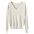 thumbnail image 4 of EGNMCR Chandail à Col Rond Mode Femme Décontracté Col Semi-Montant Couleur Unie Ample Base Tricoté Chandail Femme Blouse Polyester, 4 of 4