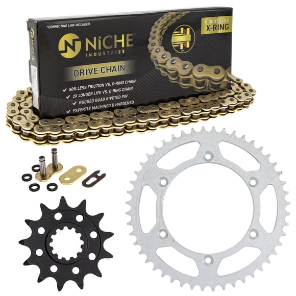 Niche Ensemble Chaîne et Pignon pour Husqvarna WR250 13/48T 520 X-Ring Moto MK1004623