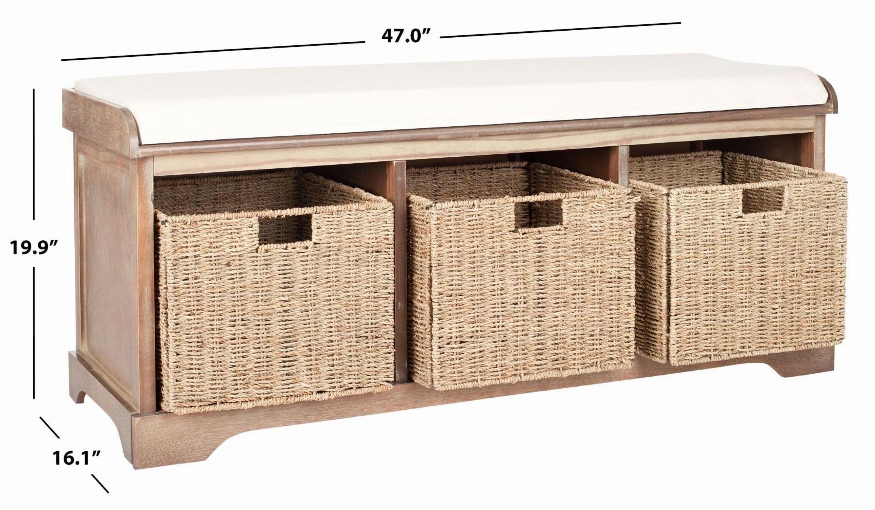 Safavieh Lonan 3 Wicker Basket Storage Bench with Cushion Top