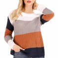 thumbnail image 5 of Hauts de Chandail à Enfiler pour Femmes Manches Mode pour Femmes Col Rond Agencement de Couleurs Hauts Amples Blouse Chandail Tricoté Hauts de Chandail Amples pour Femmes P-207 Brun G, 5 of 5