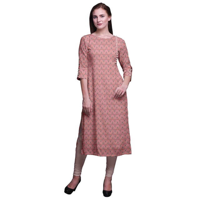 Bimba 3/4 Sleeve Printed Kurti Summer Wear Kurta Straight Tunic For Women