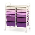 thumbnail image 1 of Costway 12-Drawer Rolling Storage Cart Organizer Cart with 2 Sizes Plastic Drawers Macaron Purple, 1 of 2