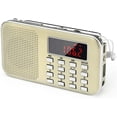 thumbnail image 1 of Mini Portable Radio FM Pocket Radio with LED Flashlight, Digital Radio Speaker Support Micro SD/TF Card/USB, Auto Scan Save, 600mAh Rechargeable Battery Operated, 1 of 5