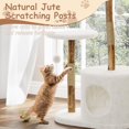thumbnail image 4 of 43in Modern Natural Wood Cat Tree for Cats Aesthetic Cat Tower with Large Basket, Scratching Posts and Real Branch Design, White Luxury Cats Tree One Perch, 4 of 6