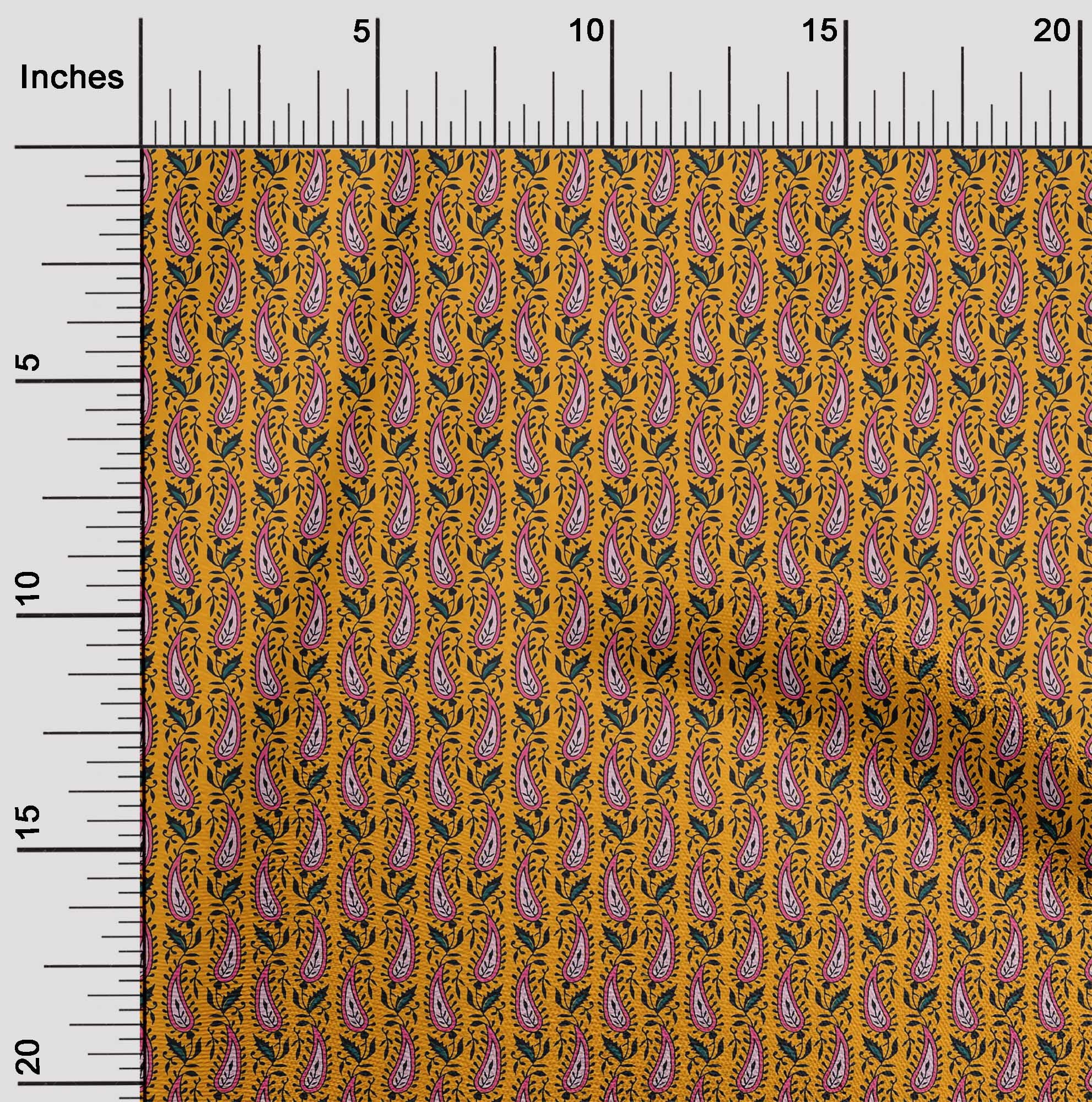 oneOone Viscose Jersey Fabric Leaves & Paisley Block Decor Fabric Printed BTY 60 Inch Wide