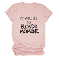thumbnail image 1 of Hauts d'Été Grande Taille pour Femmes Hauts d'Été pour Femmes T-Shirt à Manches Courtes Col Rond Imprimé Lettre Blouse Basique Décontractée T-Shirt Col en V Femmes en Liquidation, 1 of 2