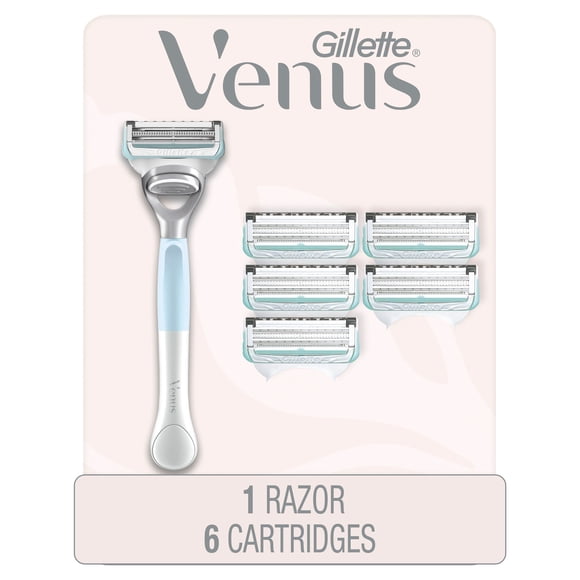 Gillette Venus pour les Poils Pubiens et la Peau, Manche de Rasoir pour Femmes + 6 Recharges de Lames