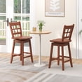 thumbnail image 2 of Gymax 2PCS 24.5 Inch Counter Height Bar Chairs Swivel Bar Stools w/ Hollow Backrest Walnut, 2 of 8