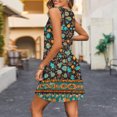 thumbnail image 4 of Ovzne Robes pour Femmes Robe Femme Été Mode Imprimé Poche Sans Manches Robe à Col en V Grande Taille Robe Maxi Imprimée Liquidation, 4 of 7