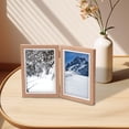 thumbnail image 4 of veasfak Hinged Photo Frame Wood Rectangle Picture Frame 4x6 for Bedroom Desk Desktop Brown Double Fold, 4 of 7