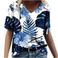 thumbnail image 1 of Lolmot T-shirt Ample Décontracté à Col en V à Manches Courtes pour Femmes avec Imprimé, 1 of 4