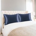 thumbnail image 2 of PiccoCasa Set of 2 King Satin Pillowcase Durable&Soft Enveloped Navy Blue, 2 of 7