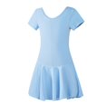 thumbnail image 1 of Robe à Manches Courtes Col Rond, Mode Enfant Été Solide Nœud Collants Filles Danse Bouton Doux Combinaison Mignonne, 1 of 8