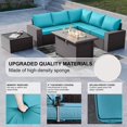 thumbnail image 2 of Kullavik 7 Pieces Outdoor Patio Furniture Set with 43" Gas Propane Fire Pit Table PE Wicker Rattan Sectional Sofa Patio Conversation Sets,Blue, 2 of 7