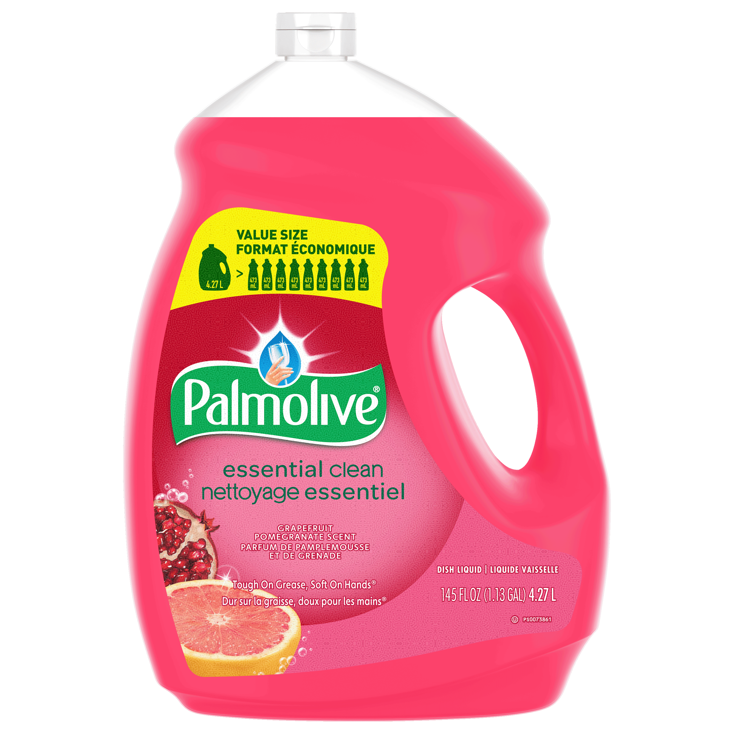 Palmolive Essential Clean Liquid Dish Soap, Grapefruit Pomegranate Scented Dish Detergent, 4.27 L Bottle